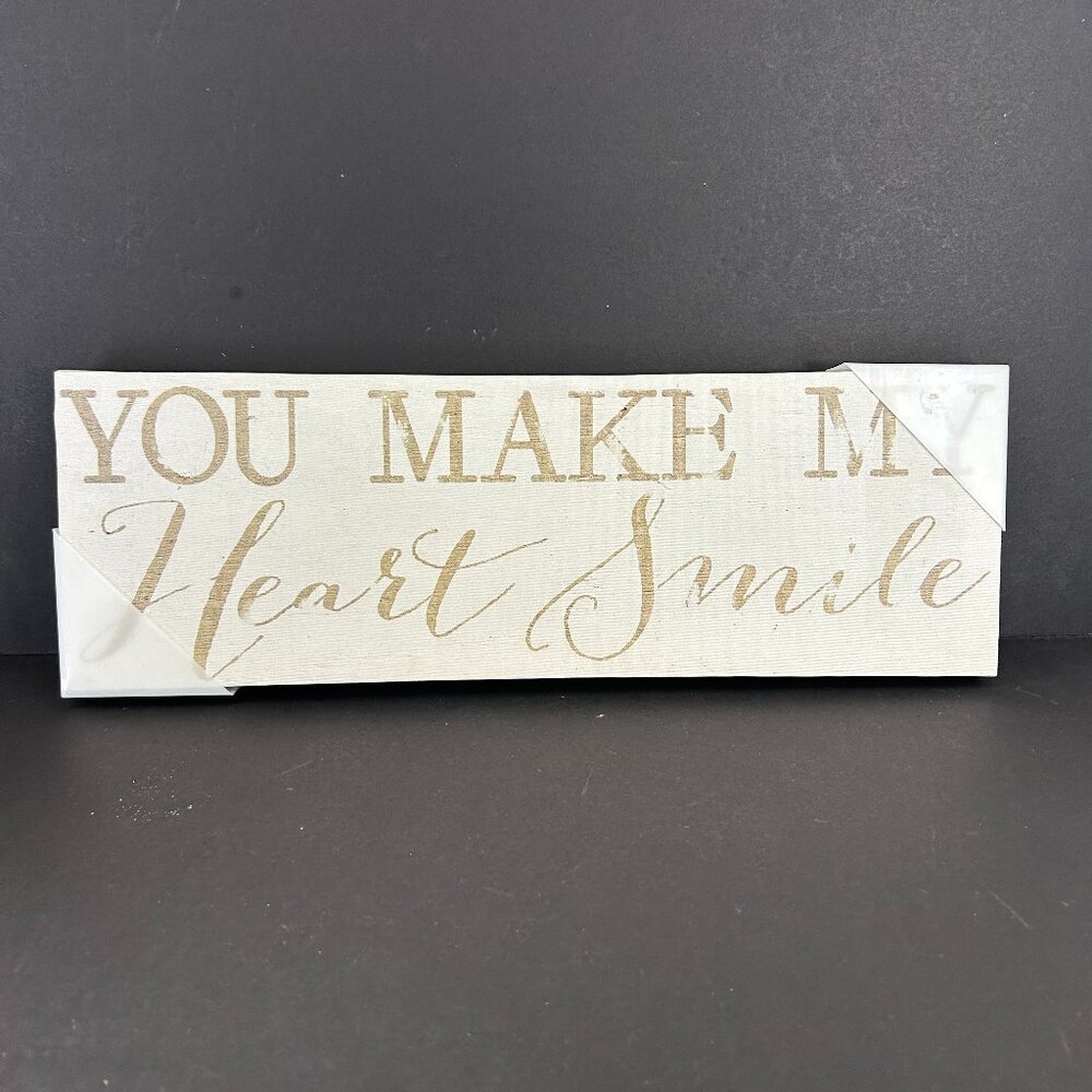 You make my heart smile canvas wall art decor gift for friend 18x6 printed sign